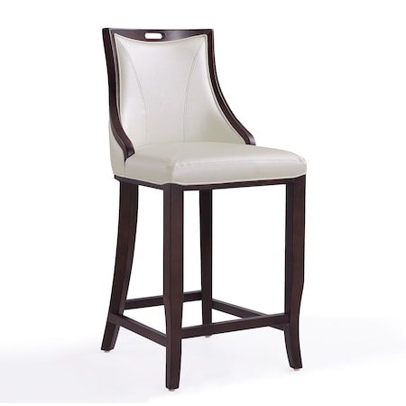 Manhattan Comfort Emperor Bar Stool in Pearl White and Walnut BS008-PW